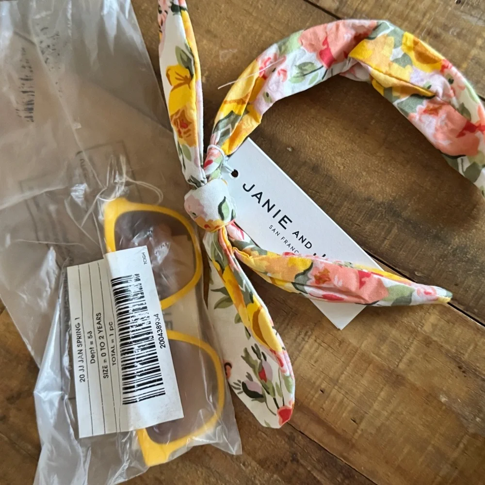 Janie and Jack Bright Yellow Sunglasses with Floral Headband
